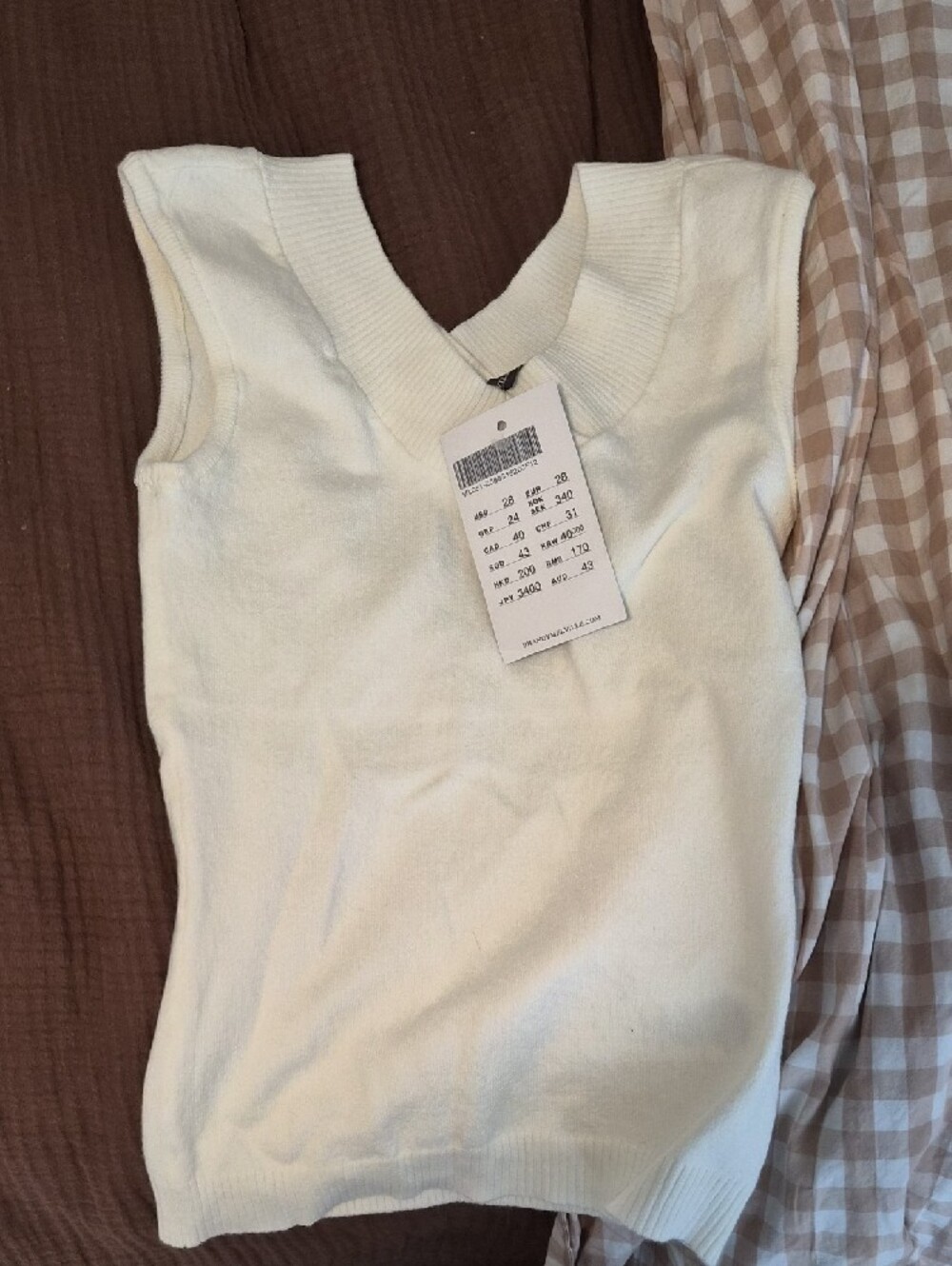 Brandy Melville White V-Neck Knit Tank + Brown & Black Basics(New With Tags) - Picture 3 of 4